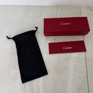 Cartier Sunglass Box with Logo Drawstring Glasses Pouch and Care Booklet